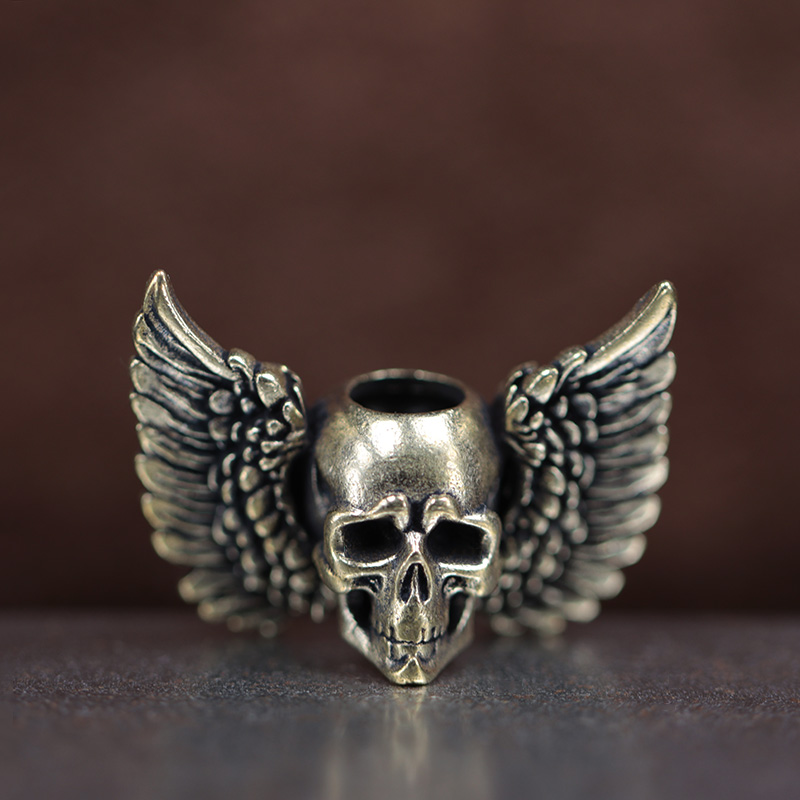 Winged Skull Brass Knife Beads - Paracord Survival Bracelet review and price