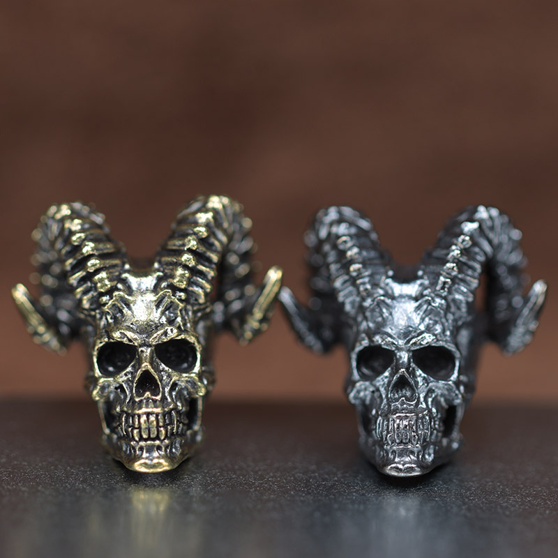 Goat Horn Skull Head Brass Kni - Paracord Survival Bracelet review and price
